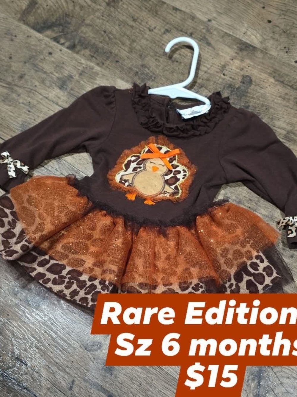 Rare Editions Brown and Orange Turkey Tulle Dress